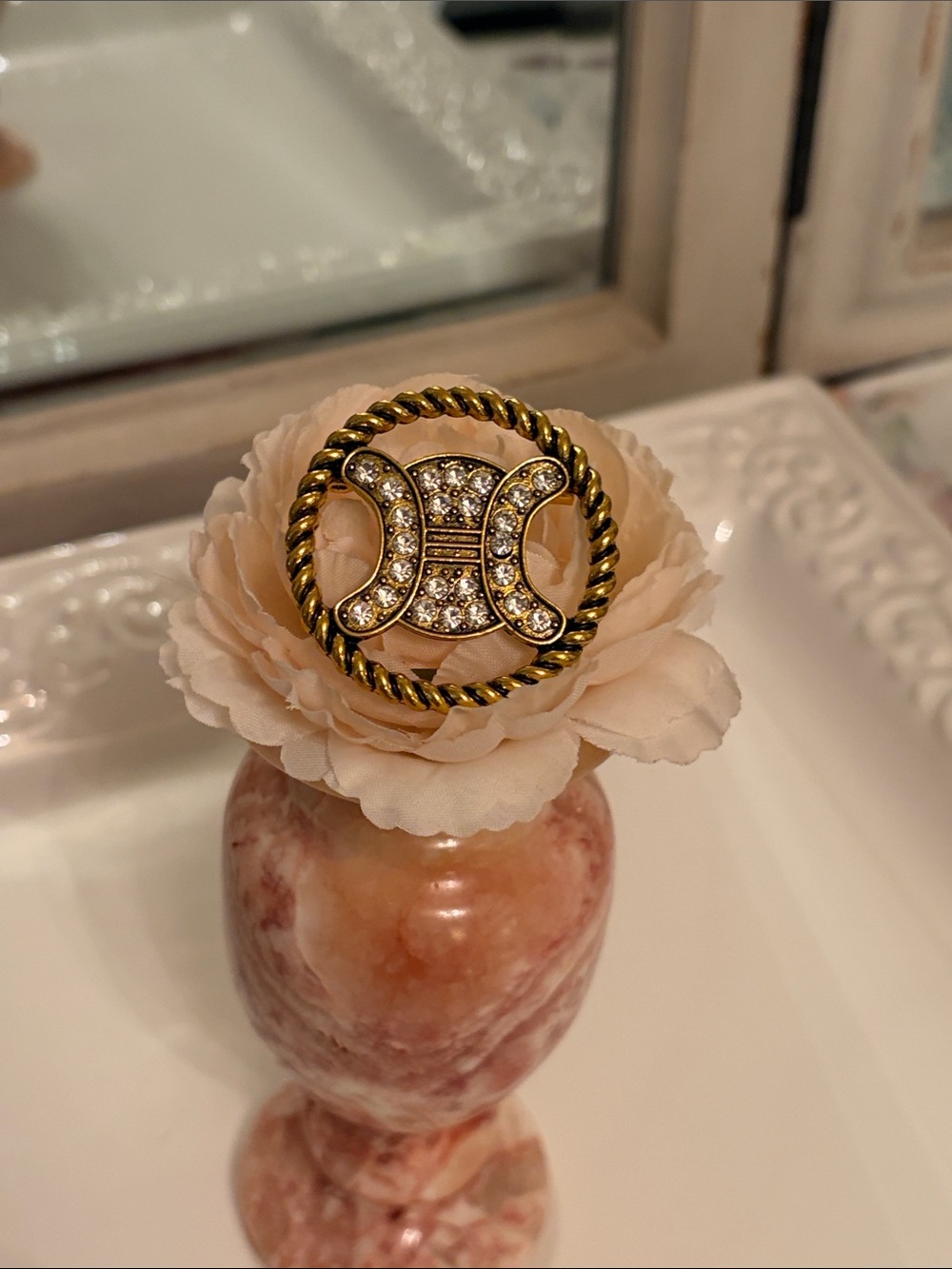 Gold-Tone Crystal Accent broach